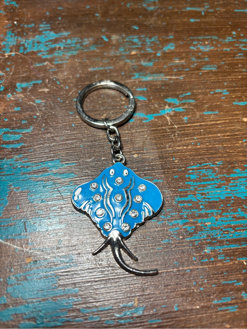 New Blue Rhinestone Stingray Keychain Bag Charm